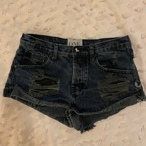 One Teaspoon Bandits Jean Shorts in Washed Black